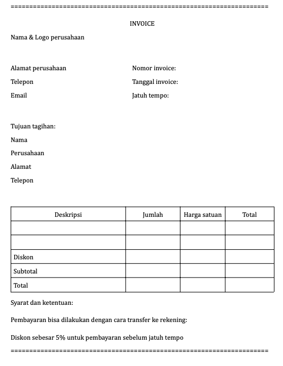 Jenis Dan Contoh Invoice Perusahaan Yang Perlu Kamu Tahu